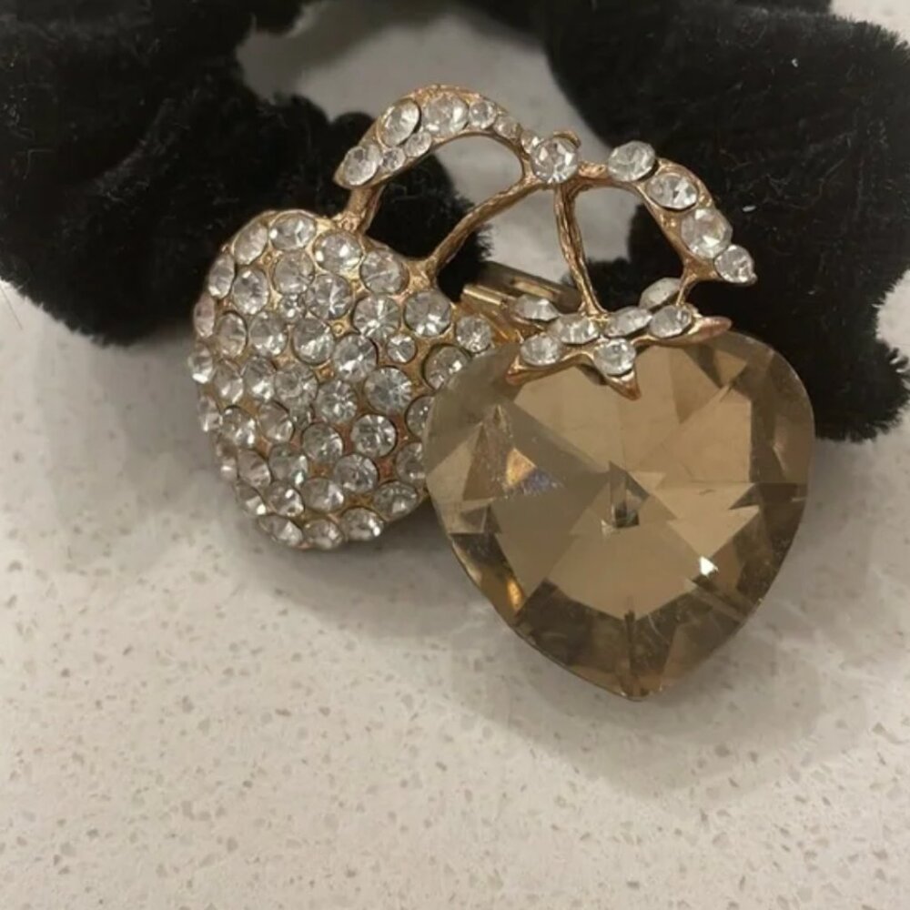 Velvet Scrunchy with Diamonds and Crystal - Picture 4 of 9